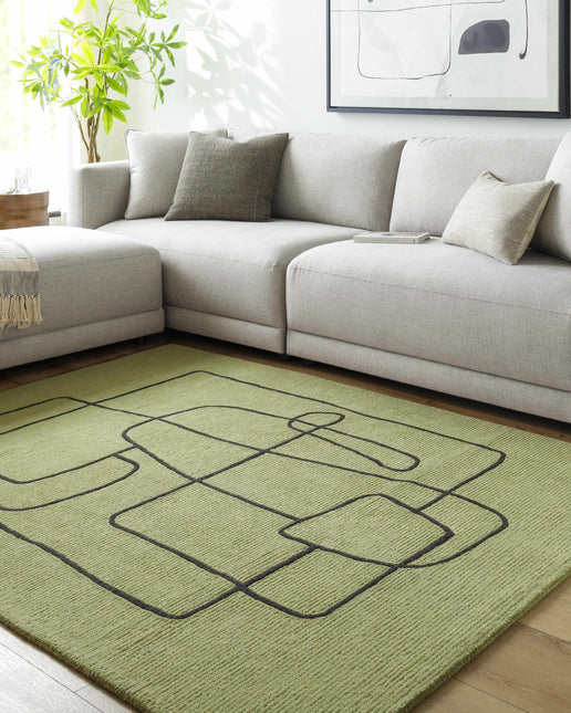 Vatsa Green Abstract Area Rug Rugs TriadCommerceInc 5' x 7'6" Rectangle