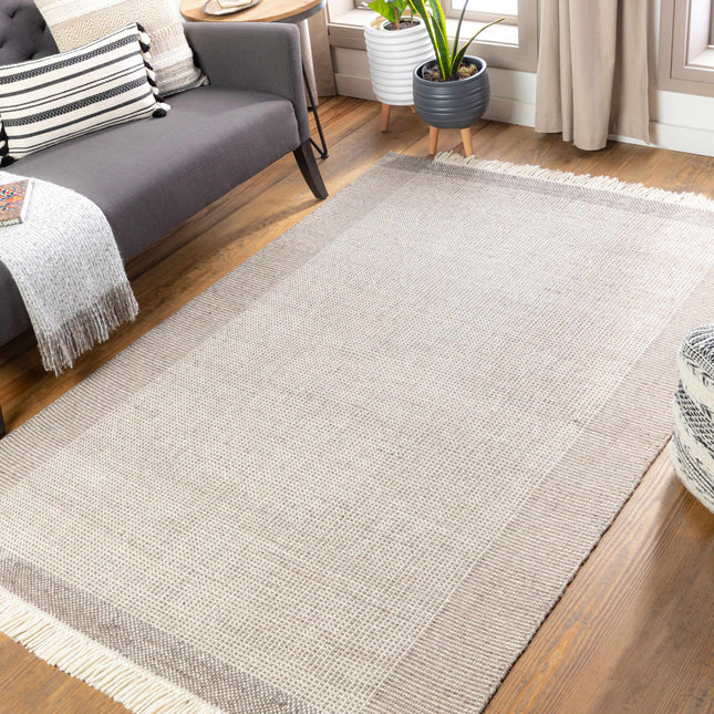 Joelle Beige Grid Wool Rug Rugs TriadCommerceInc
