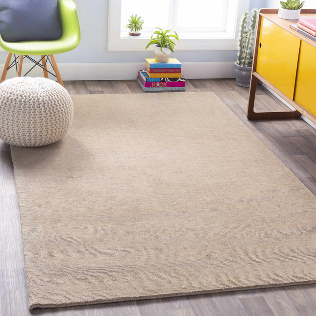 Brockton Solid Tan Wool Rug Rugs TriadCommerceInc