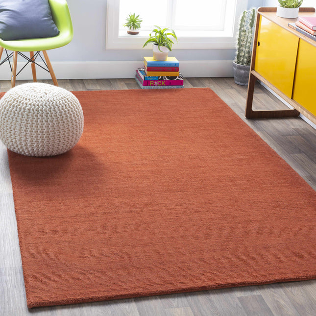 Brockton Solid Wool Orange Area Rug Rugs TriadCommerceInc
