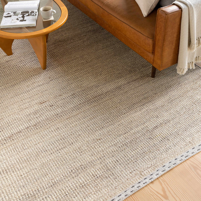 Yaniklar Beige Flat Woven Wool Rug Rugs TriadCommerceInc