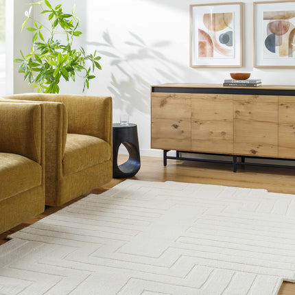 Yavor White Geometric Area Rug Rugs TriadCommerceInc