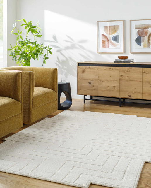 Yavor White Geometric Area Rug Rugs TriadCommerceInc