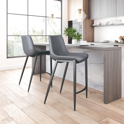 Magnus Barstool (Set of 2) Dark Gray & Black Barstools TriadCommerceInc   